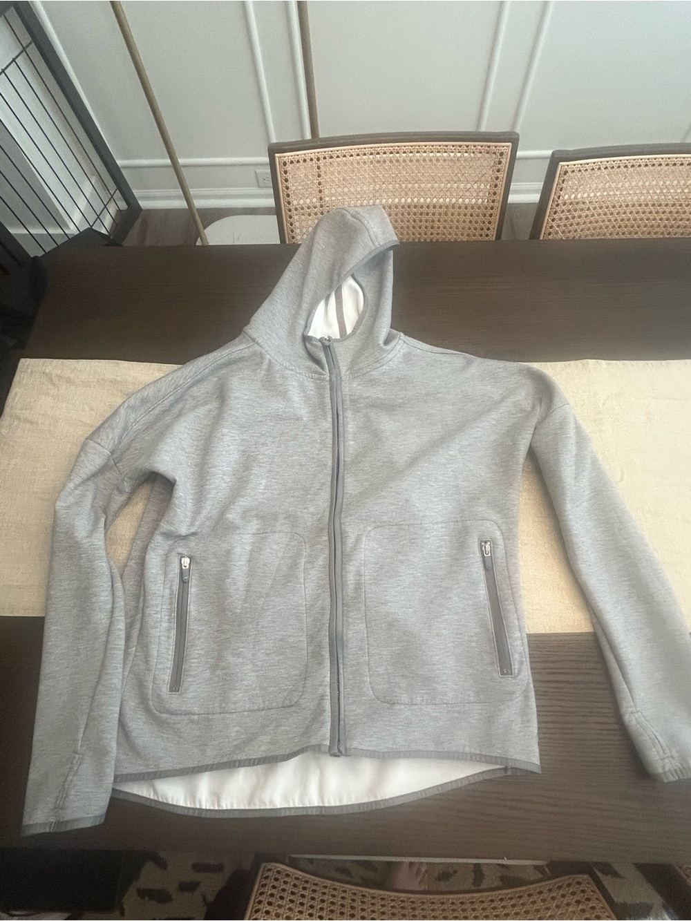 GapFit Breathe Gray Full Zip Hooded Athletic Jacket Size Small